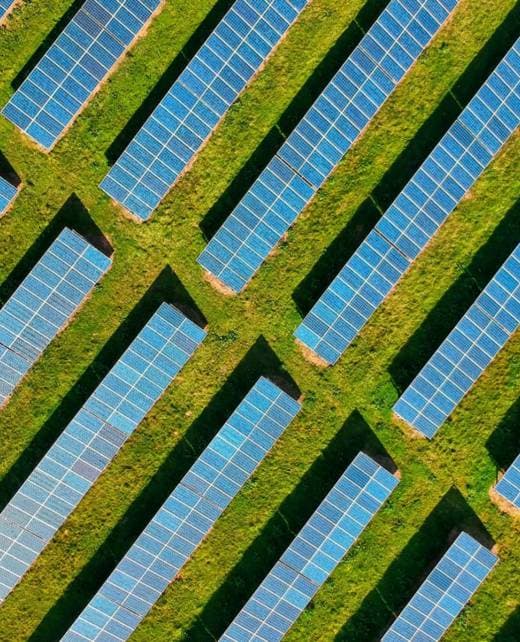 Aerial view of a large scale solar array